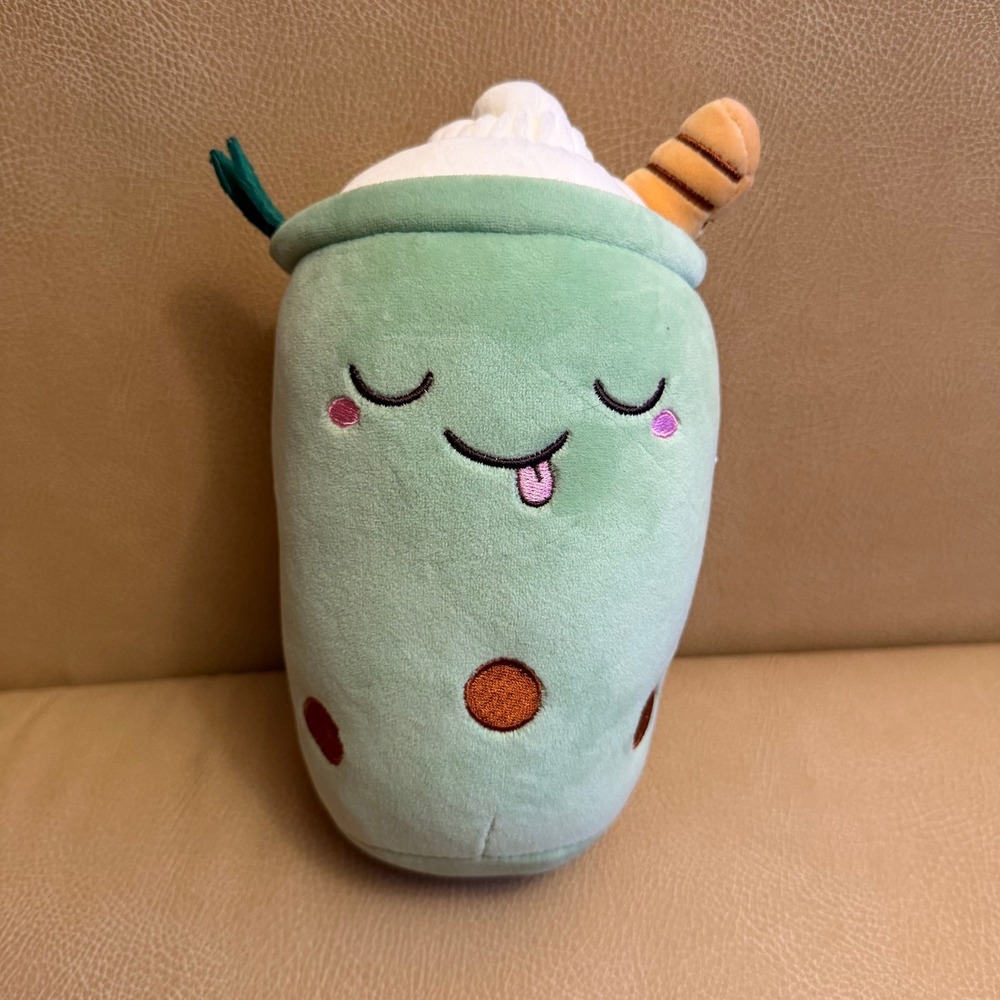 Nissidoll Matcha Boba Tea Plush Green Kawaii Bubble Tea Squishy Pillow 9 Inch